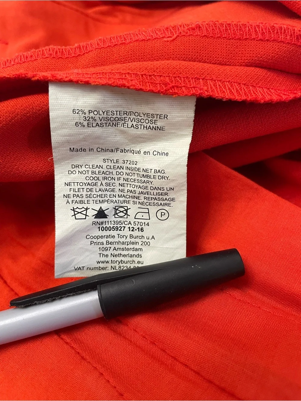 Tory Burch Poppy Red Slim Fit Ankle Front Pleat Pants Size 12